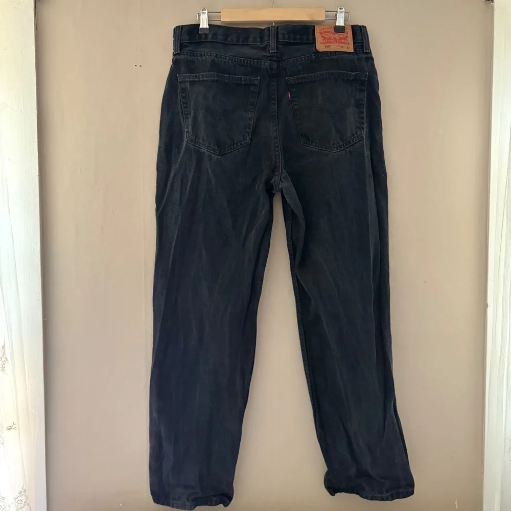 Levis Mens 550 Relaxed Fit Tapered Leg Jeans Size 35x32 Black Denim Baggy Skater